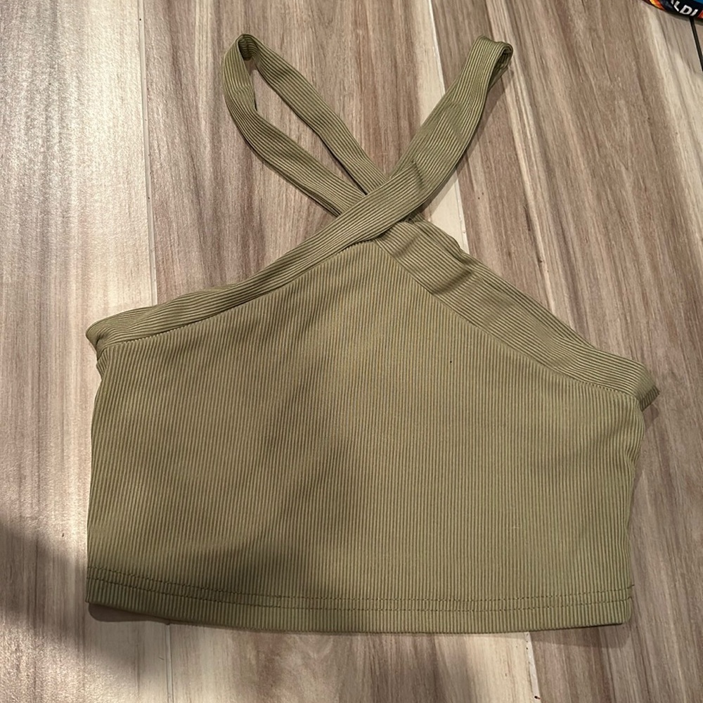 Green Crisscross Halter Top